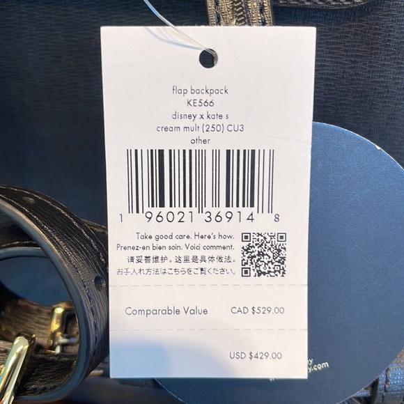 Disney X Kate Spade The Beauty Medium Flap Backpack 
Cream Multi 
NWT - Picture 7 of 16